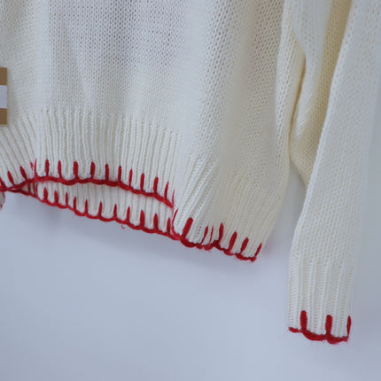 Bailey Rose Bow Pullover Sweater Cream and Red NWT Long Sleeve Women's S