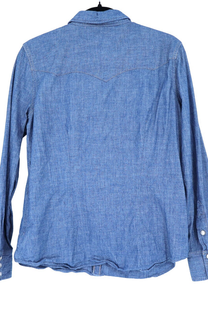 RALPH LAUREN RRL Buffalo Denim Western Shirt Blue Collared Long Sleeve Women's 4