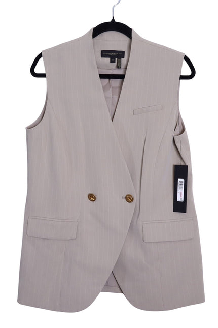 DONNA KARAN NWT Pinstripe Double Breasted Vest Cobblestone Cream Women's 10P