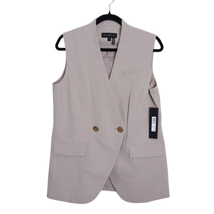 DONNA KARAN NWT Pinstripe Double Breasted Vest Cobblestone Cream Women's 10P