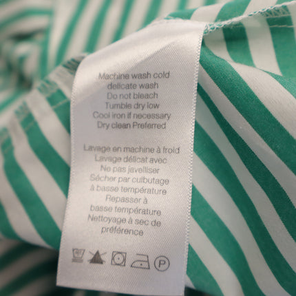 Veronica Beard Claude Button Up Blouse Green White Stripe Asymmetric Women's L