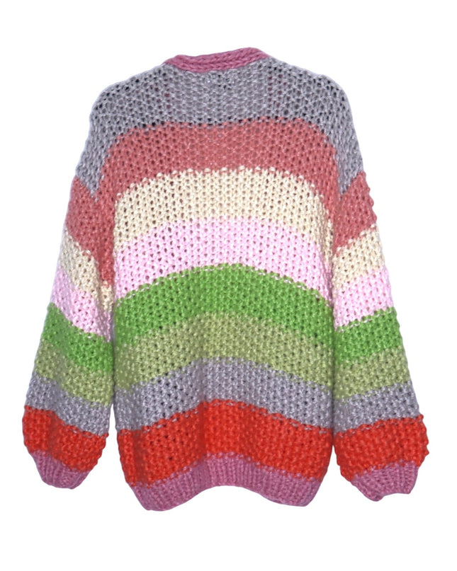 FRNCH Lobelia Cardigan NWT Pink Watermelon Oversized Chunky Knit Women's S/M