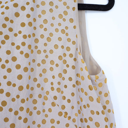 AKRIS PUNTO Sleeveless Polka Dot Flounce Dress Tan Gold Knee Length Women's 6