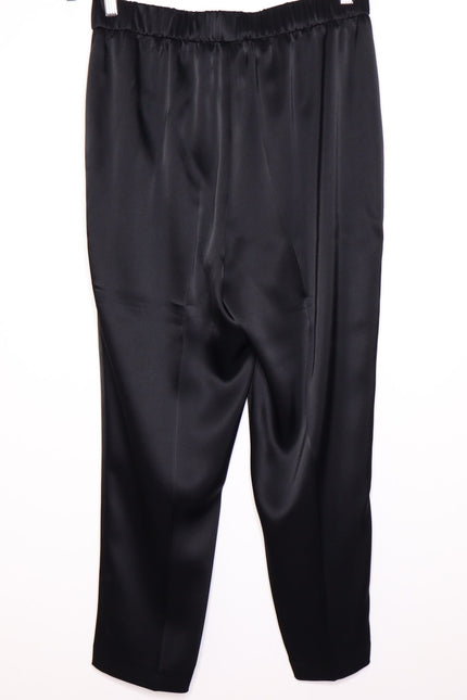 ESCADA High Waist Satin Pull On Trousers Taper Leg Ankle Black Women's 38 US 8
