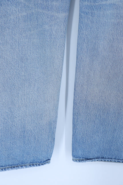 MOUSSY Tifton Wide Straight Jeans Light Blue High Rise Distressed Women's 28