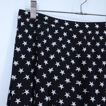 Michael Kors Star Crepe de Chine Skirt Black and White Pleated Silk Women's 8