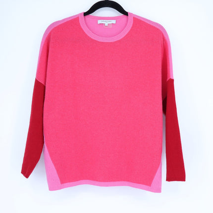 GERARD DAREL Jessie Colorblock Sweater Cashmere Pullover Pink Red Women's 1/US S