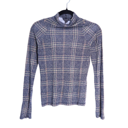 Rag & Bone Shaw Plaid Turtleneck Top Black Multi Long Sleeve Women's S