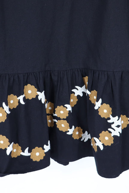 SEZANE Blandina Dress Black and Floral Ecru Embroidery Women's 40/US 8