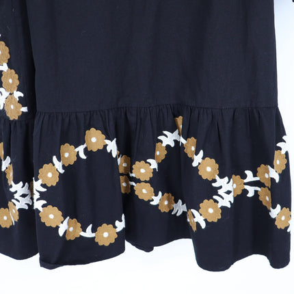 SEZANE Blandina Dress Black and Floral Ecru Embroidery Women's 40/US 8