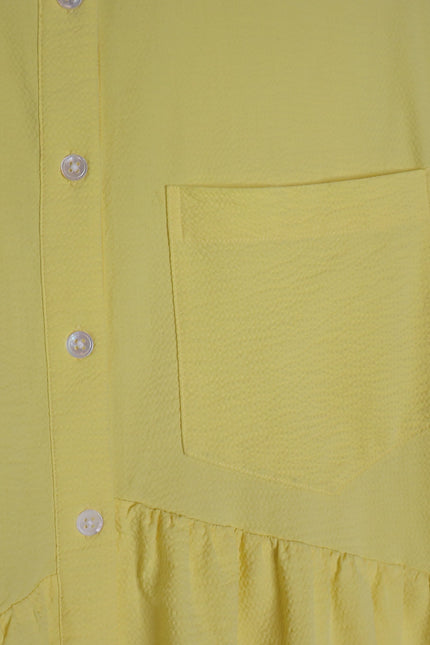 VERONICA BEARD Yellow Harrow Tiered Seersucker Mini Shirt Dress Women's M