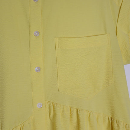 VERONICA BEARD Yellow Harrow Tiered Seersucker Mini Shirt Dress Women's M