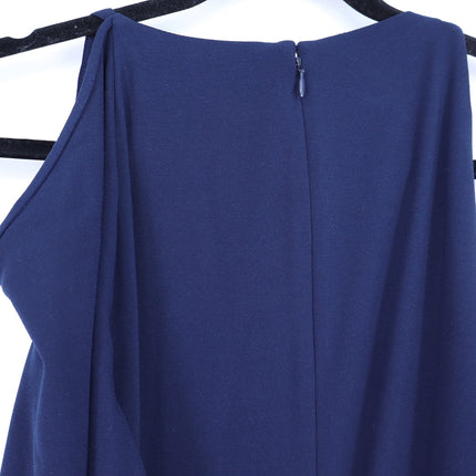 HALSTON HERITAGE Asymmetrical Gown Navy Blue Metal One Sleeve Women's 10