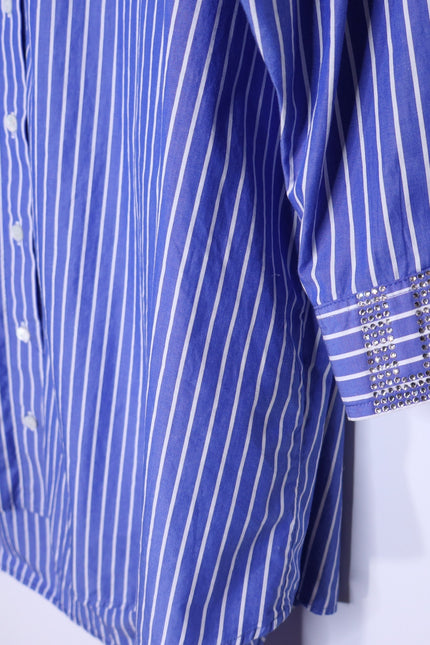 AZ FACTORY x Lutz Huelle Striped Shirtdress White Blue Oversized Women's 38/US 6