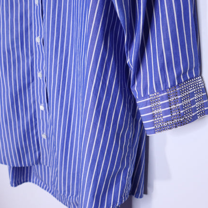 AZ FACTORY x Lutz Huelle Striped Shirtdress White Blue Oversized Women's 38/US 6