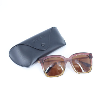 DIFF Bella Square Eye Sunglasses Taupe Ombre Crystal Brown Oversized Women's