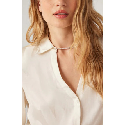BA&SH Betsey Chain Trim Shirt Ecru White Neck Button Up Blouse Women's 3/US L