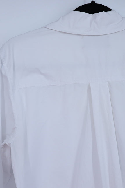 CLASSIC SIX Donna Button Down Shirt White Long Sleeve Cotton Blouse Women's 8