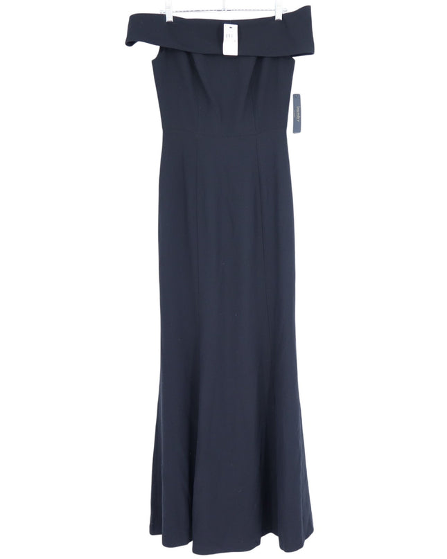 Laundry by Shelli Segal Off Shoulder Gown Black NWT A Line Maxi Dress Women's 2