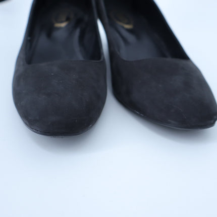 TOD'S Studded Suede Pumps Black and Gold Kitten Heel Women's 38/US 8