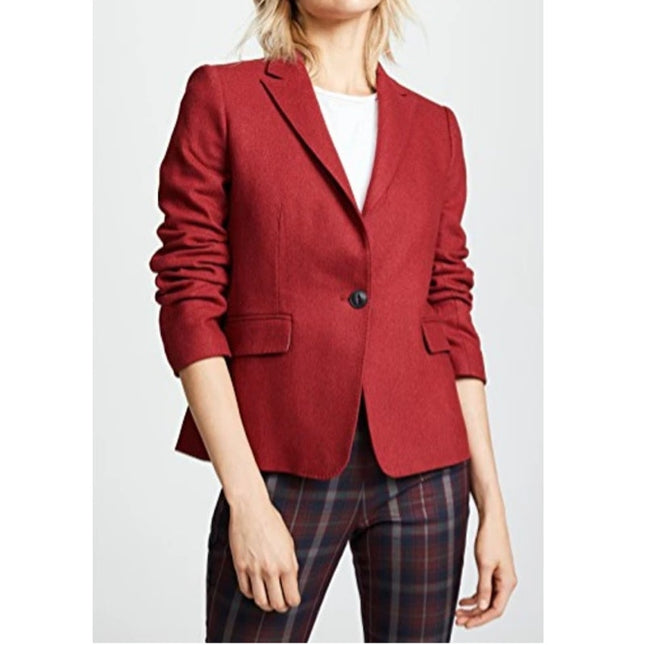 Rag & Bone Lexington Blazer Red Melange Wool Blend Long Sleeve Women's 8