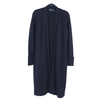 Theory Soft Wool Cashmere Open Long Cardigan Black Fitted Sleeve Women's P/US XS