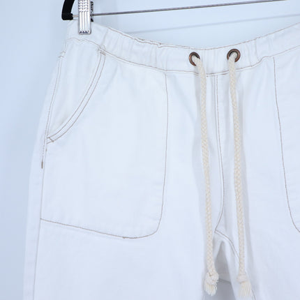 ONE TEASPOON Shabbies Drawstring Jeans White Straight Leg Boyfriend Women's M