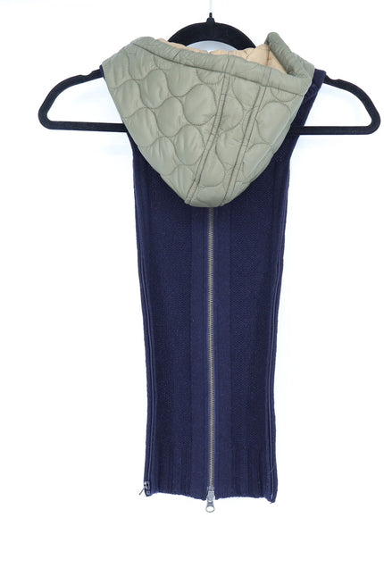 VERONICA BEARD Orine Navy Quilted Hoodie Dickey Wool Sweater Women's OS