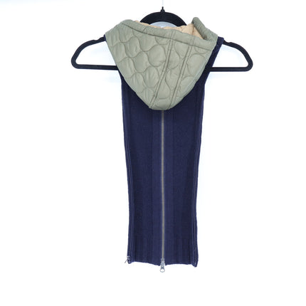 VERONICA BEARD Orine Navy Quilted Hoodie Dickey Wool Sweater Women's OS