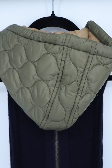 VERONICA BEARD Orine Navy Quilted Hoodie Dickey Wool Sweater Women's OS