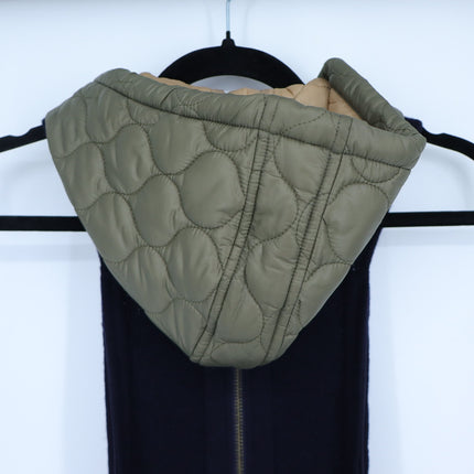 VERONICA BEARD Orine Navy Quilted Hoodie Dickey Wool Sweater Women's OS