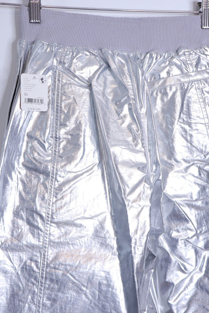FP MOVEMENT NWT Mesmerize Me Shine Pants Silver Cargo Pull On Women's XS