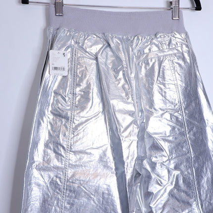 FP MOVEMENT Mesmerize Me Shine Pants NWT Silver Cargo Pull On Women's XS