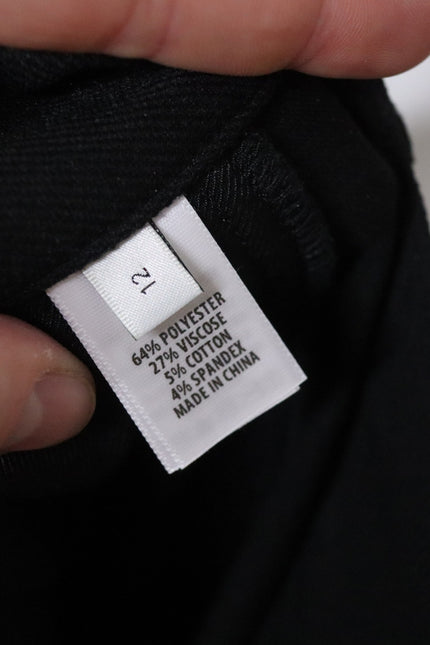 ST JOHN NWT Black High Rise Tapered Trousers Zipped Pocket Ponte Knit Women's 12