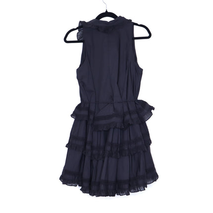 JOSLIN Celia Trapeze Shirt Dress NWT Black Organic Cotton Ruffled Lace Women's 2