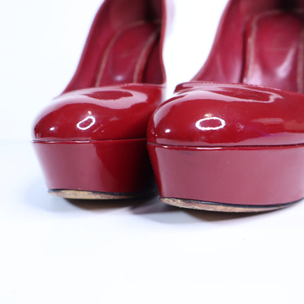 SERGIO ROSSI Patent Leather Platform Pumps Red Almond Toe Women's 35/US 5
