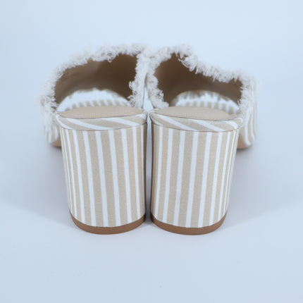 Liverpool Brea Block Heel Pinstriped Mule NIB Tan and White Sandals Women's 10M