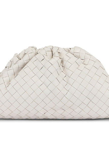 BOTTEGA VENETA The Pouch Bone White Intrecciato Leather Clutch Bag