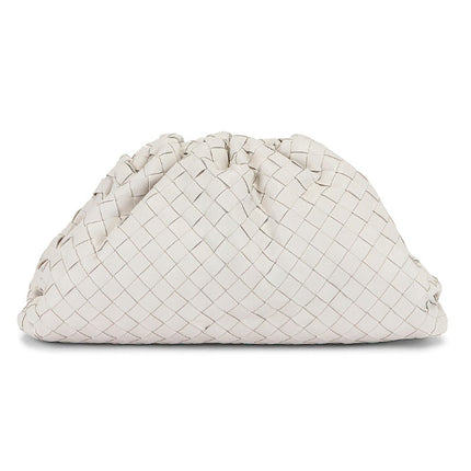 BOTTEGA VENETA The Pouch Plaster White Intrecciato Leather Clutch Bag