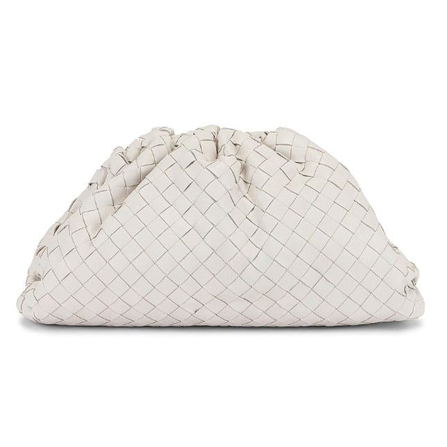 BOTTEGA VENETA The Pouch Plaster White Intrecciato Leather Clutch Bag