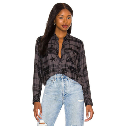 Rails Hunter Shirt Ash Twilight Stars Button Up Plaid Collared Blouse Women's S