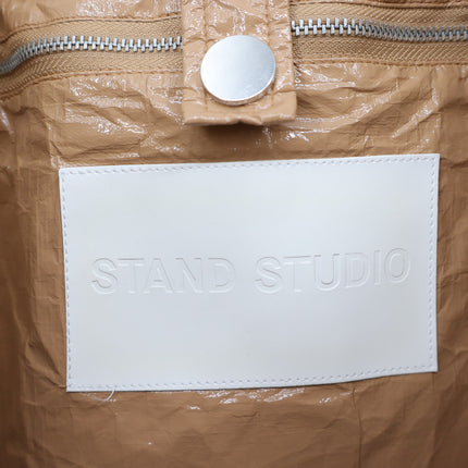 Stand Studio Lolita Tote Bag Faux Shearling Trimmed Beige and White