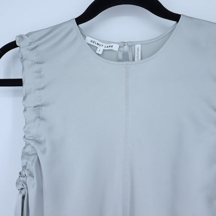 Helmut Lang Silk Sleeveless Blouse Silver Ruched Armhole Lightweight Women's S
