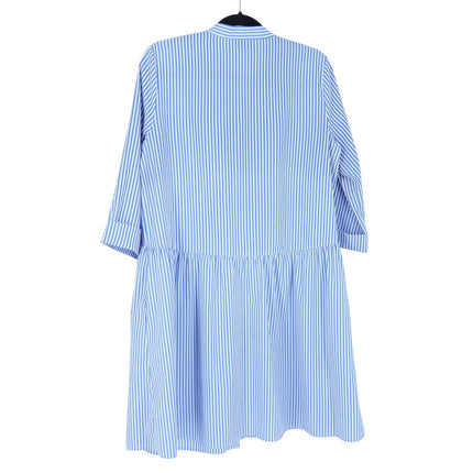 TUCKERNUCK Royal Shirt Mini Dress Blue Stripe Elbow Sleeve Women's M