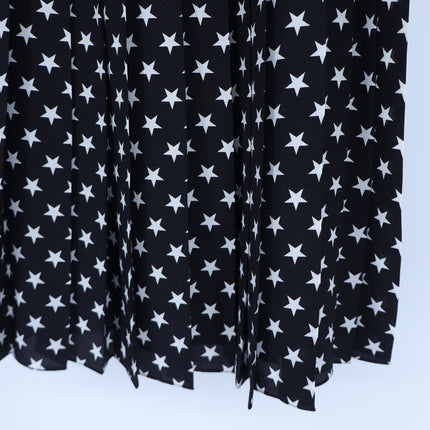 Michael Kors Star Crepe de Chine Skirt Black and White Pleated Silk Women's 8