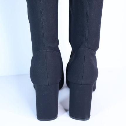 MARION PARKE Malone Heeled Boot Black Thigh High Stretch Crepe Women's 36/US 6