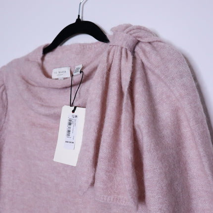 TED BAKER Larbow Statement Bow Sweater NWT Pink Wool Pullover Women's 0/US 2
