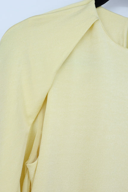 JONATHAN SIMKHAI Yellow Safiya Top Chamomile One Shoulder Draped Knit Women's S