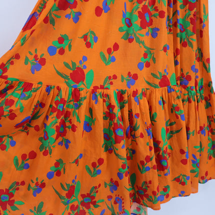 TORY BURCH Printed Smocked Dress Orange Floral Floral Tie Strap Women's S