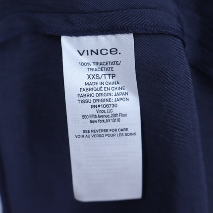 Vince Drape Twill T-Shirt Dress Marine Blue NWT Short Sleeve Women's XXS